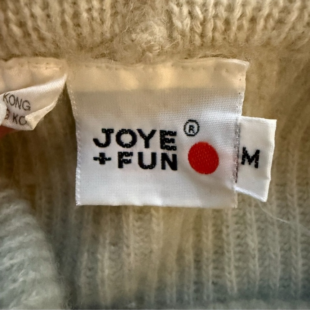 Joye + Fun Ribbed Oversized Cream Gray Cowl Neck Sweater Size M Neutral Cozy - Picture 3 of 13